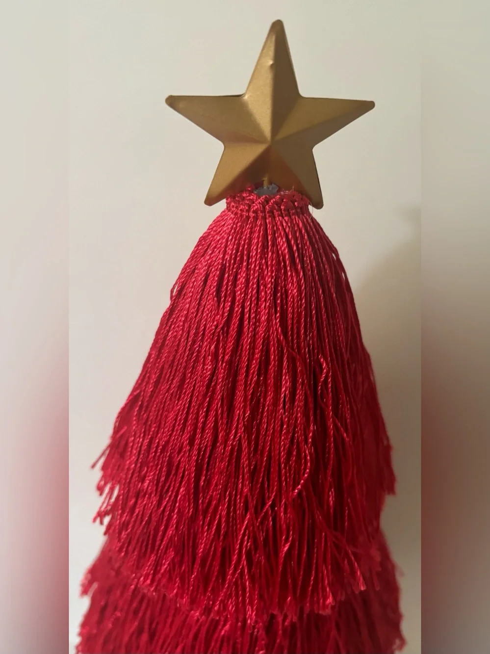 Tabletop fringe Christmas trees NEW NWT 2 total decor pink red 16”H